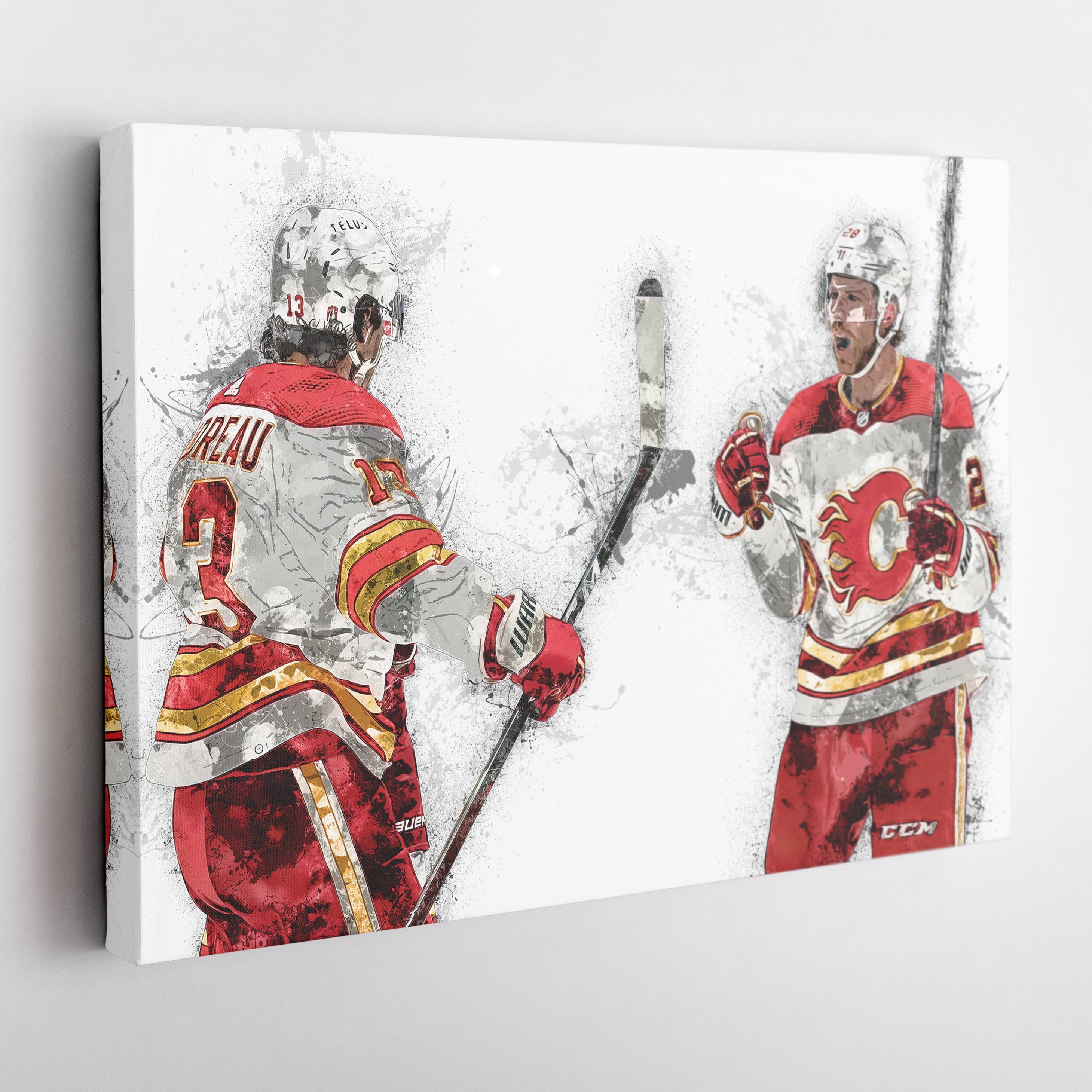 Johnny Gaudreau & Elias Lindholm Canvas Art – Calgary Flames Wall Decor