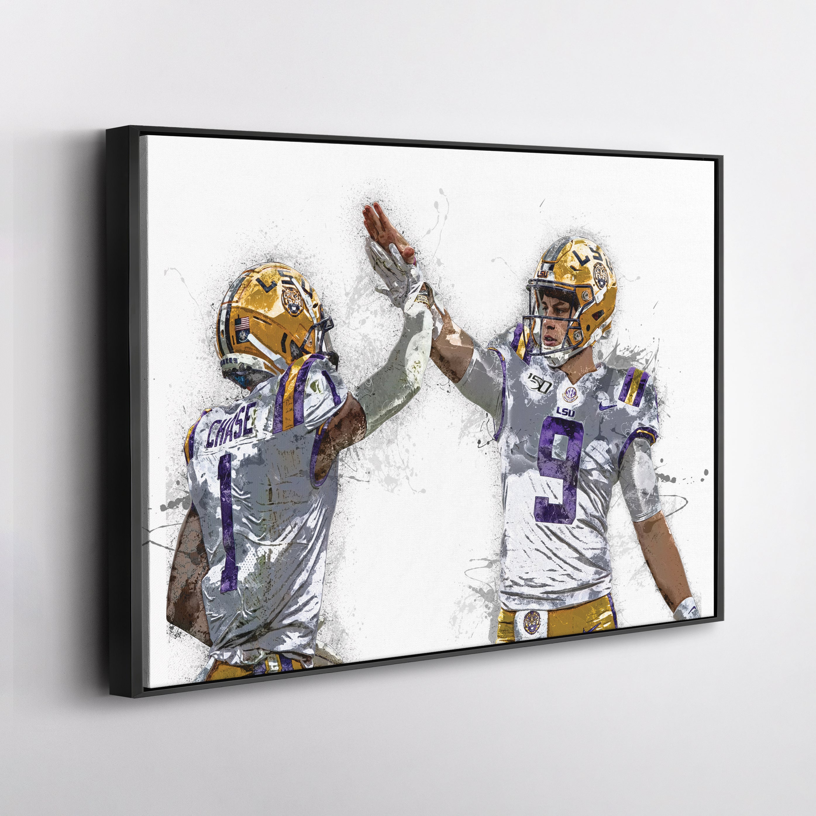 Joe Burrow & Ja'Marr Chase Canvas Art – LSU Tigers Wall Decor