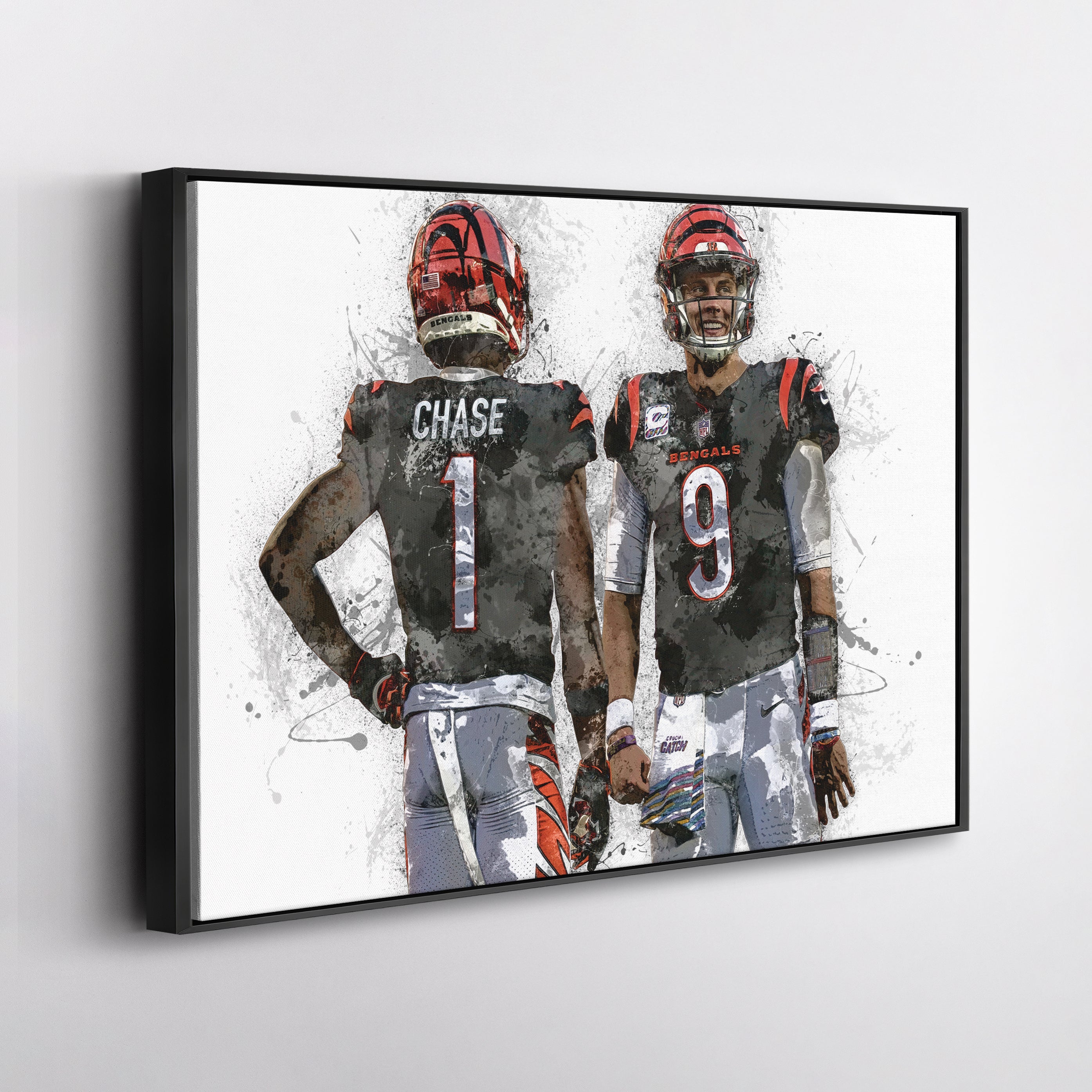 Joe Burrow & Ja'Marr Chase Canvas Art – Cincinnati Bengals Wall Decor