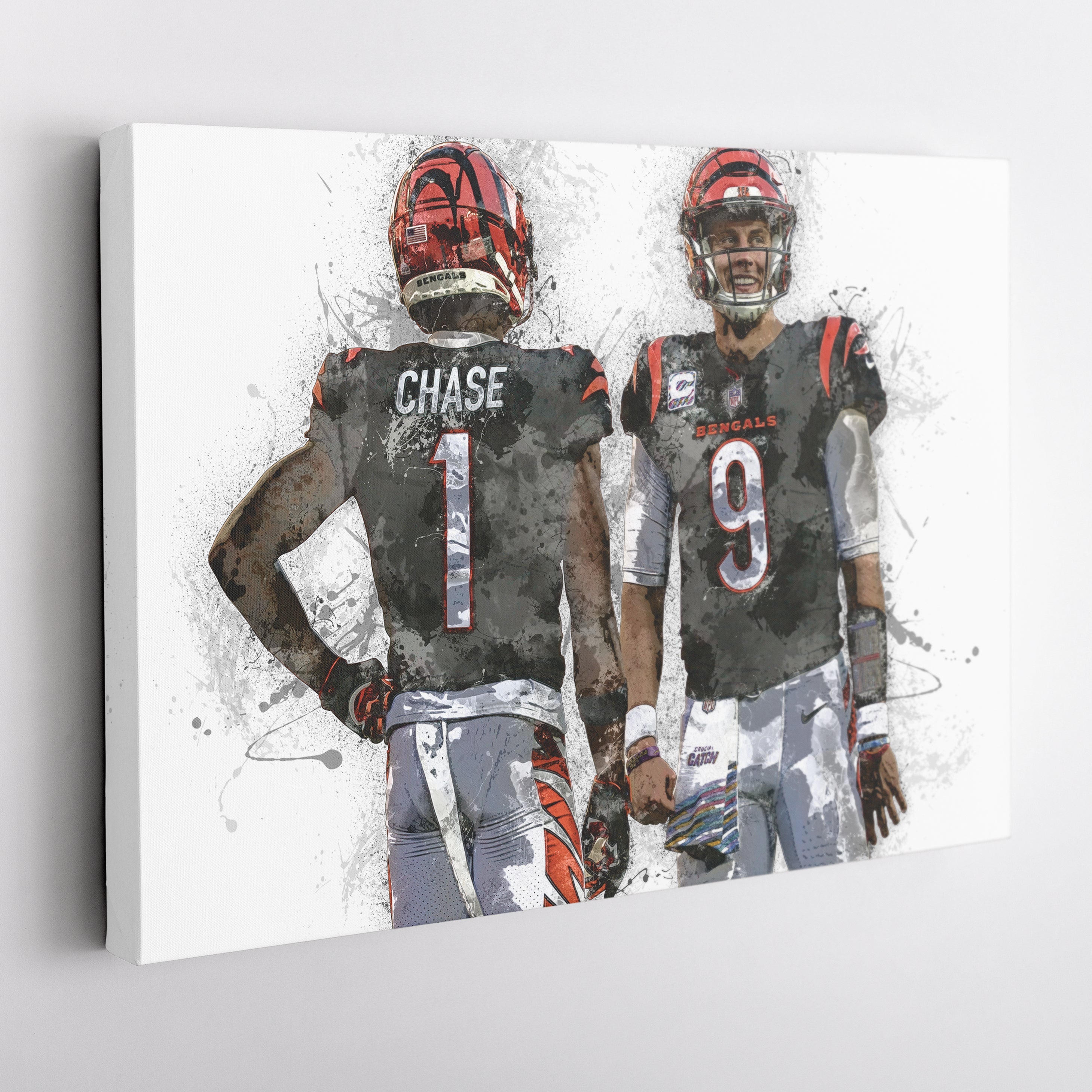Joe Burrow & Ja'Marr Chase Canvas Art – Cincinnati Bengals Wall Decor