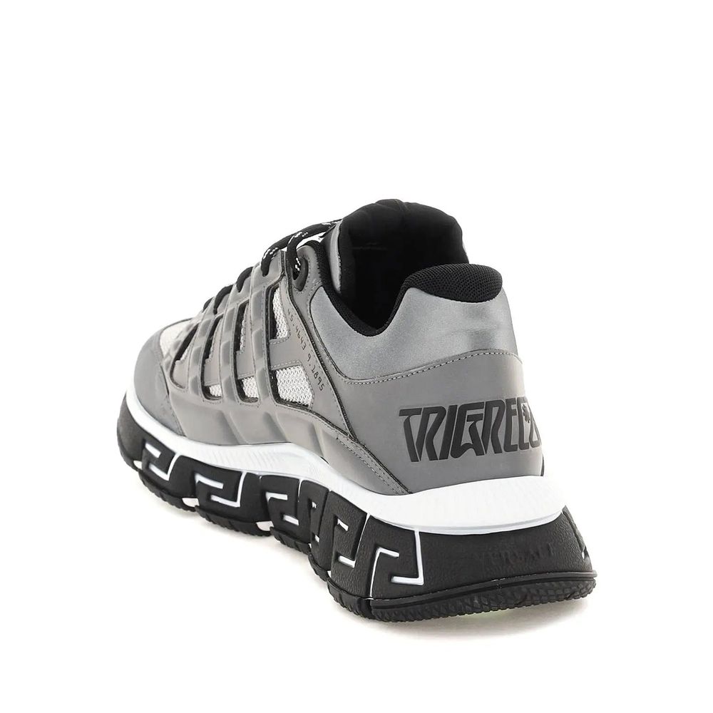 Versace Silver Fabric Athletic Sneakers