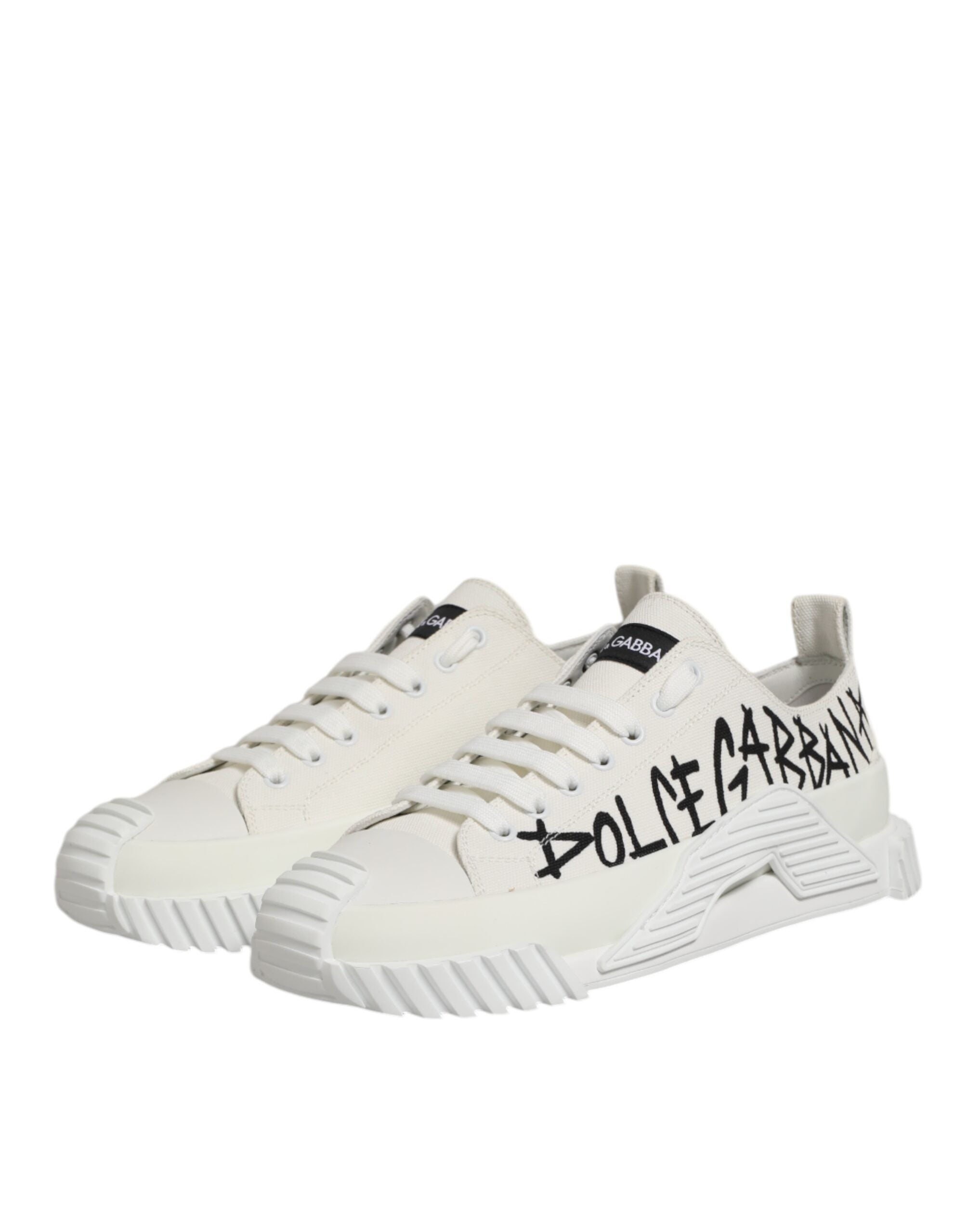 Dolce & Gabbana White Cotton NS1 Low Top Sneaker Shoes