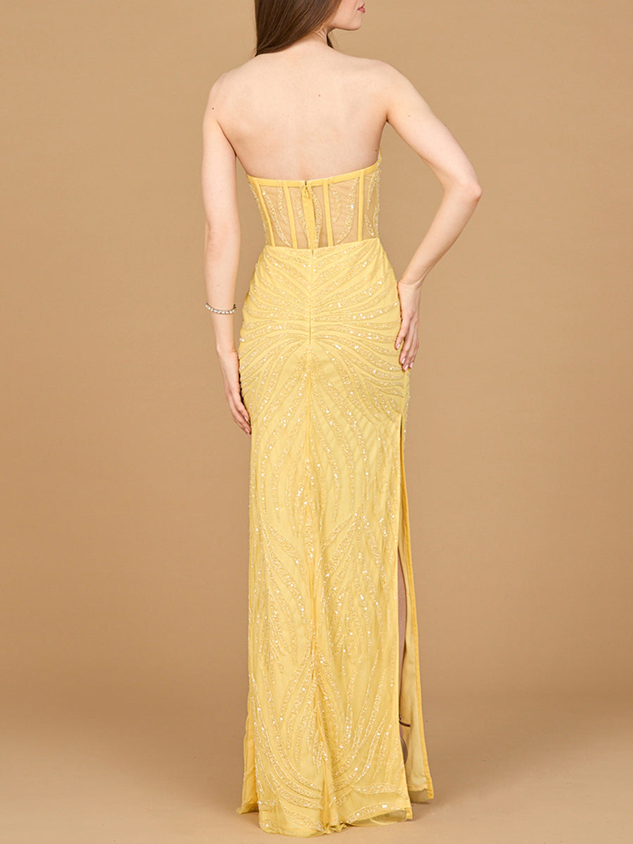 Beaded Corset Prom Dress with Slit