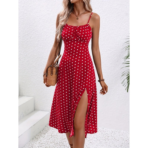 25 Edition – Polka Dot Maxi Dress with Front Slit