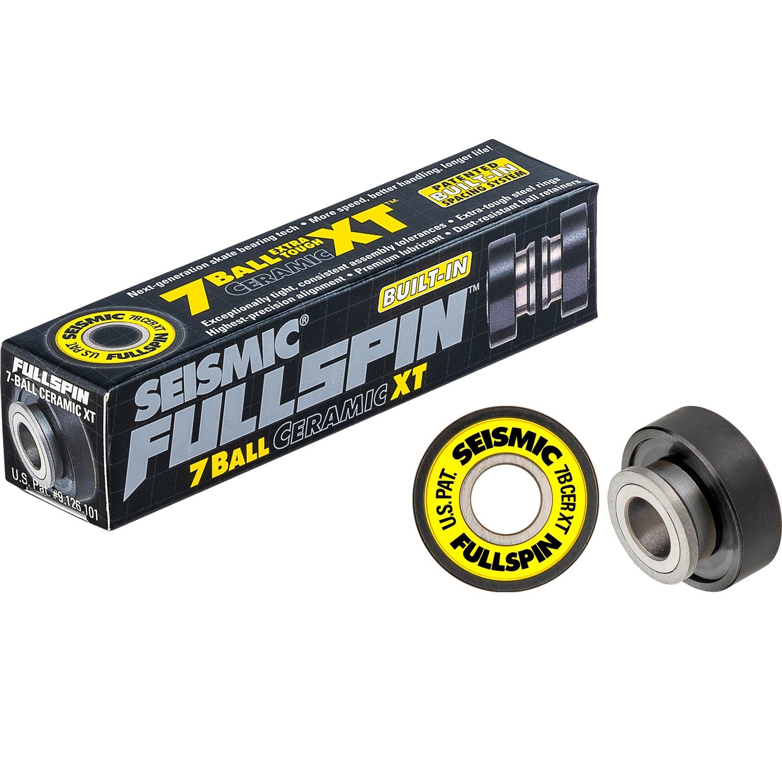 Seismic Fullspin 7-Ball Ceramic XT Built-In Bearings 8mm - Yellow (Set of 8)