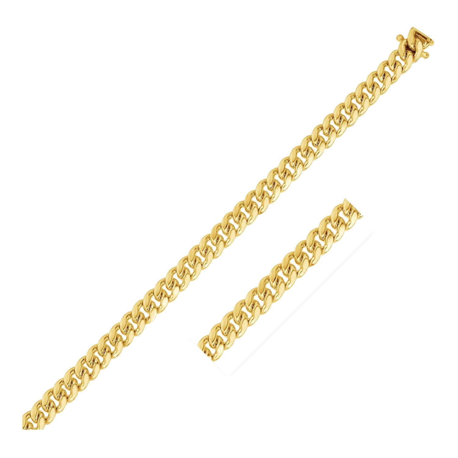 14k Yellow Gold Classic Miami Cuban Solid Men's Gold Bracelet (4.90 mm)