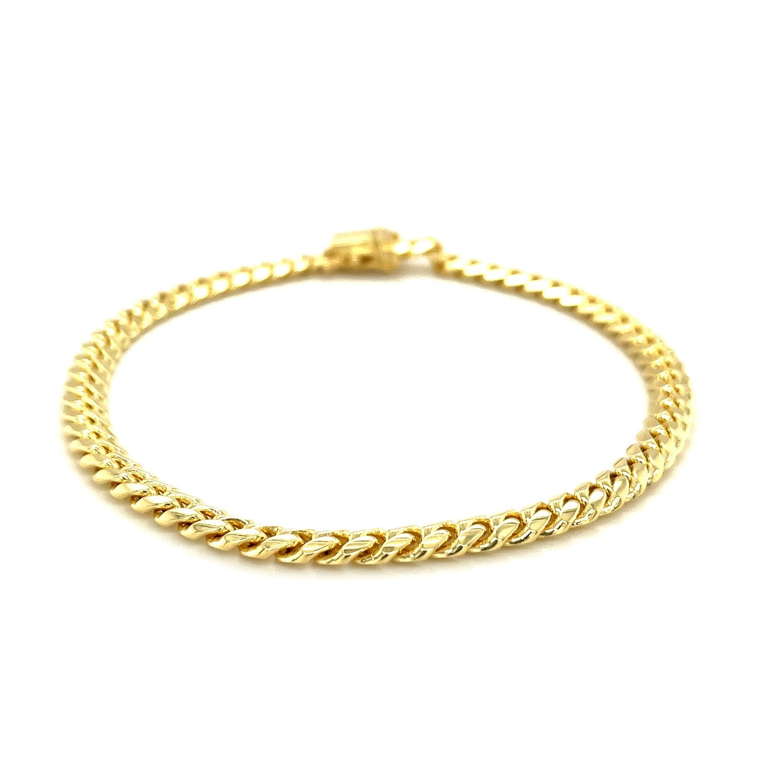 14k Yellow Gold Classic Miami Cuban Solid Men's Gold Bracelet (4.90 mm)