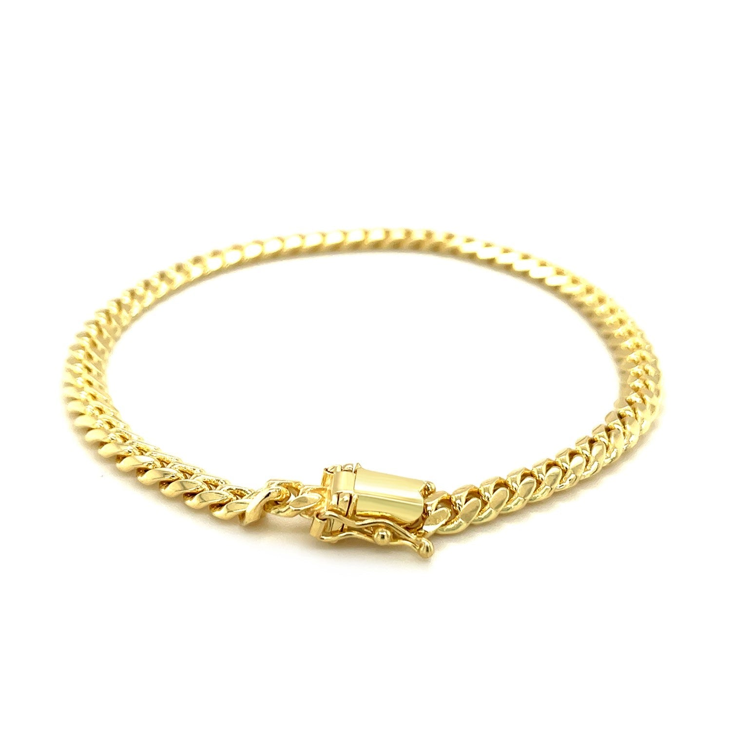14k Yellow Gold Classic Miami Cuban Solid Men's Gold Bracelet (4.90 mm)
