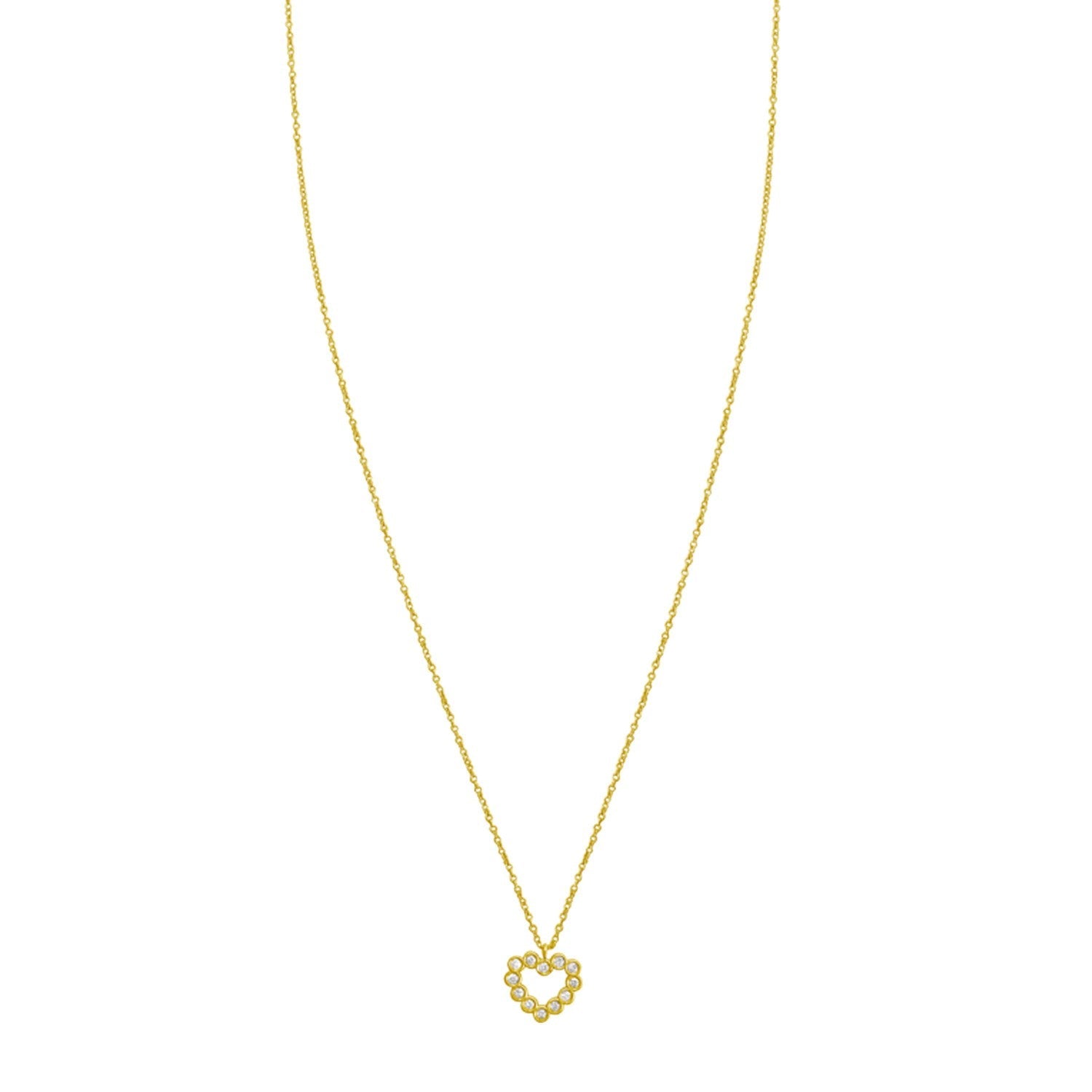 14K Yellow Gold Petite Diamond Heart Necklace