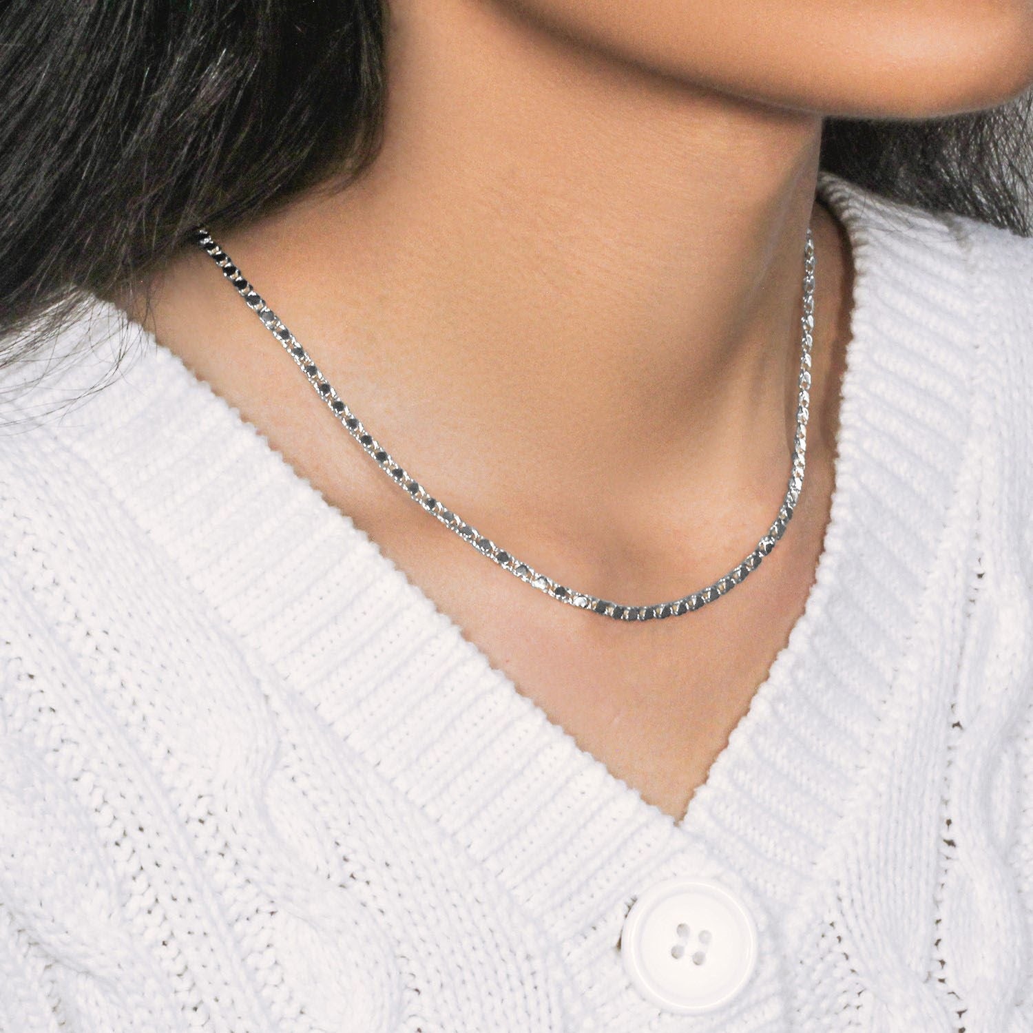 14k White Gold Heart Chain (3.00 mm)