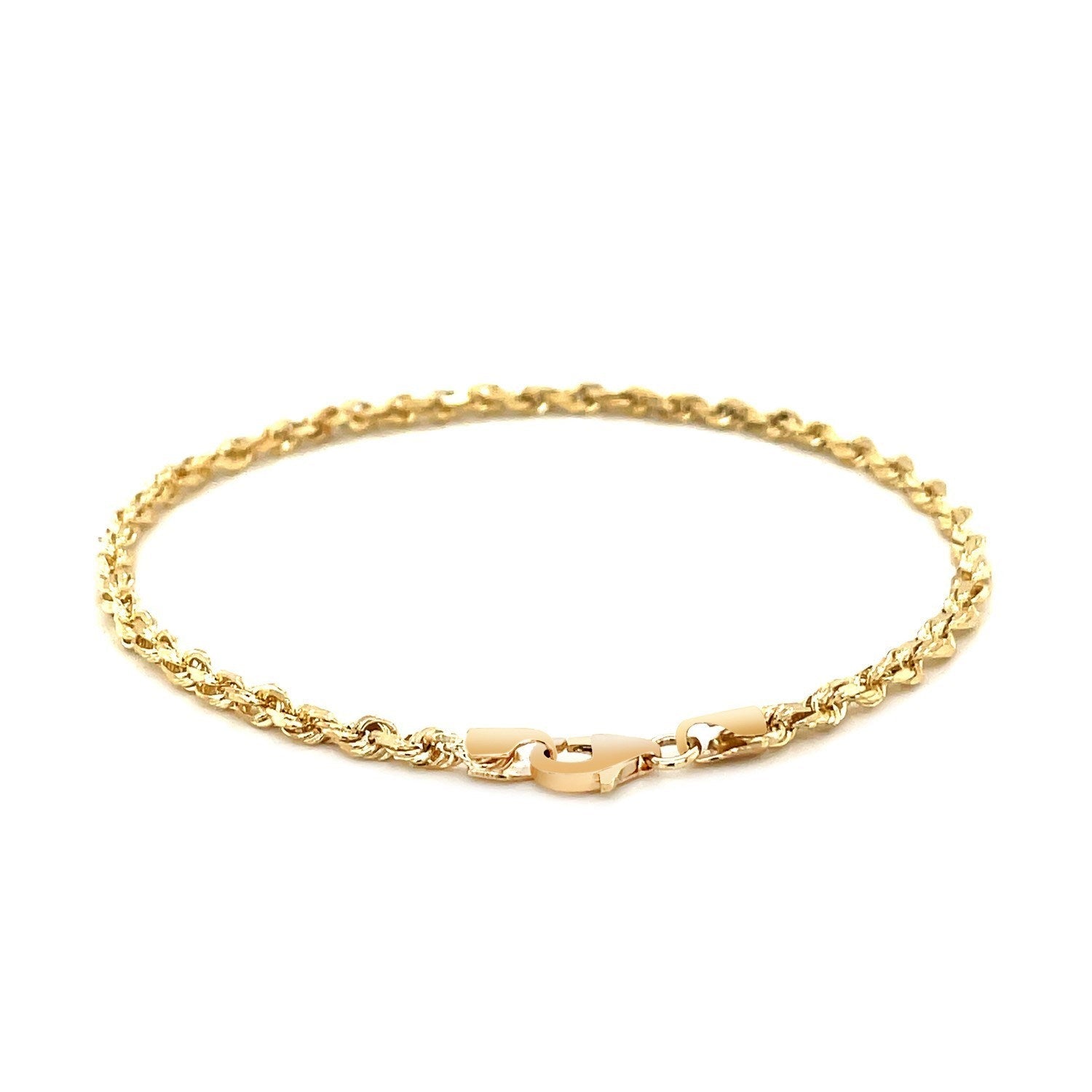 10k Yellow Gold Solid Diamond Cut Rope Bracelet (3.00 mm)