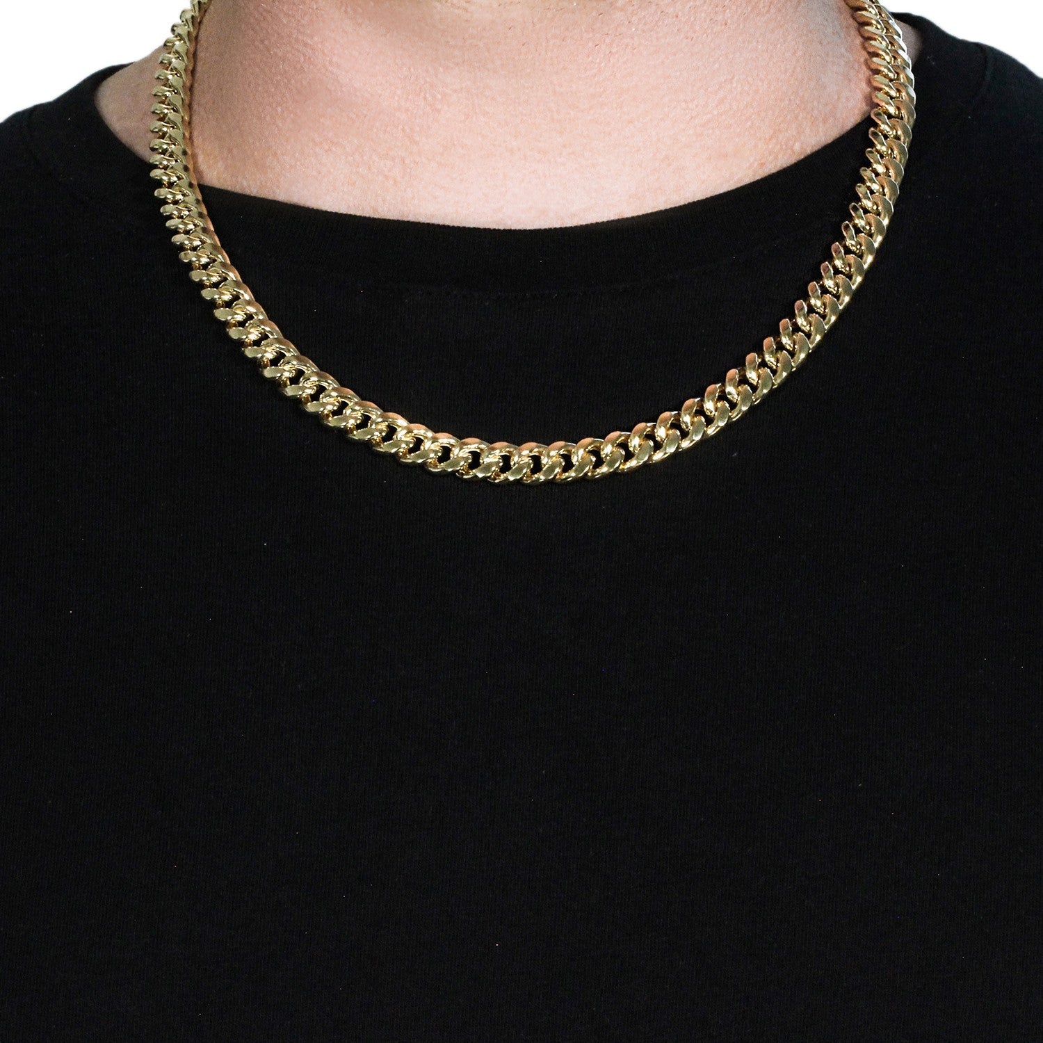 14k Yellow Gold Semi Solid Miami Cuban Chain (9.10 mm)
