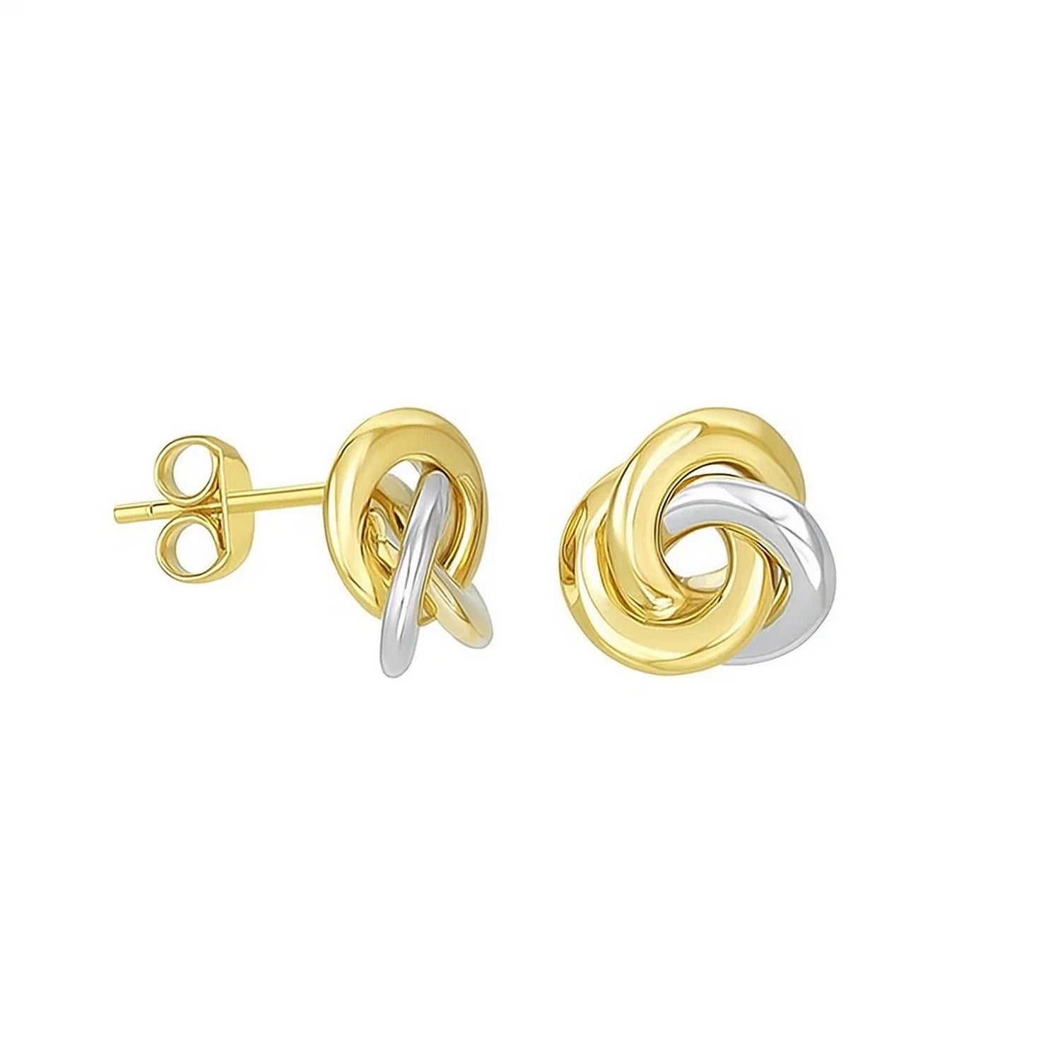 14k Two-Tone Gold Shiny Intertwined Open Circle Earrings