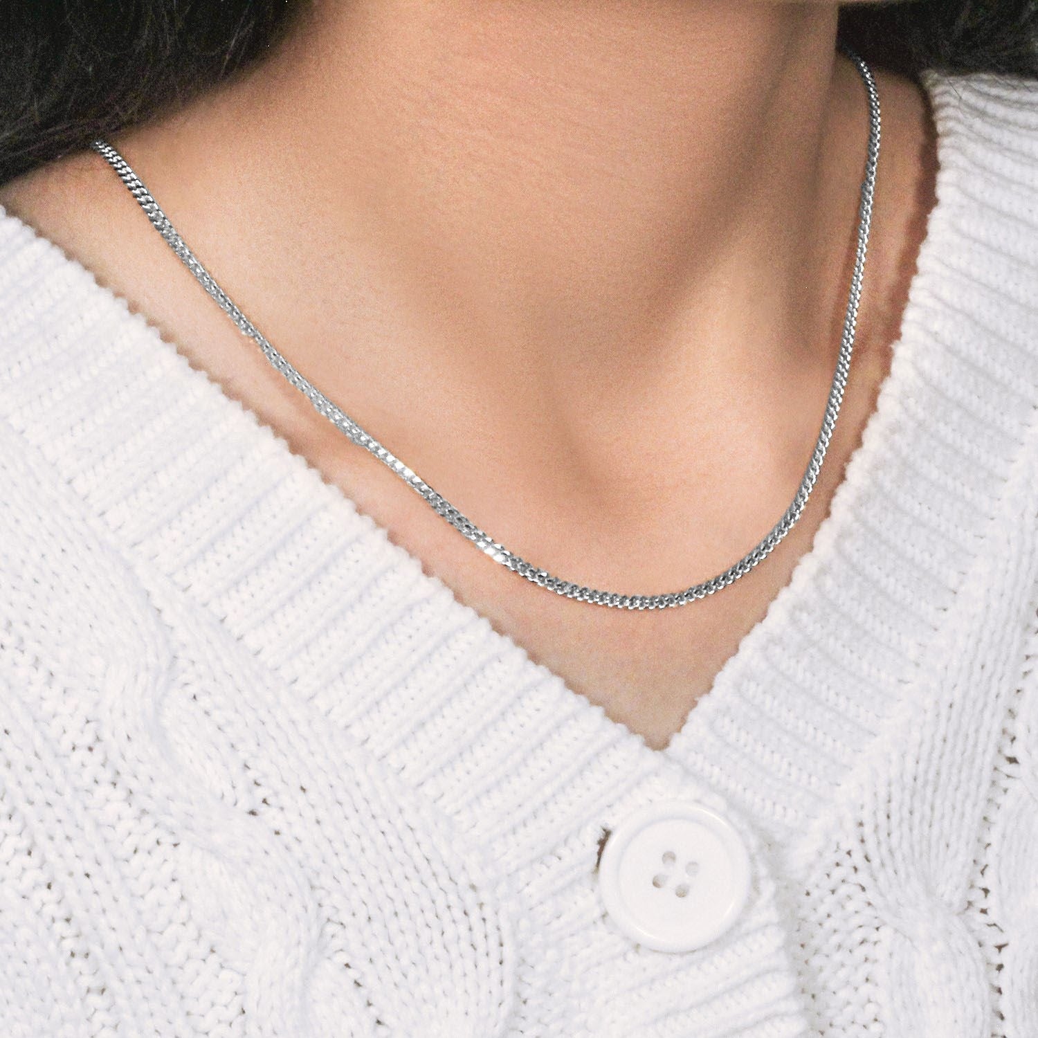 14K White Gold Gourmette Chain (2.80 mm)