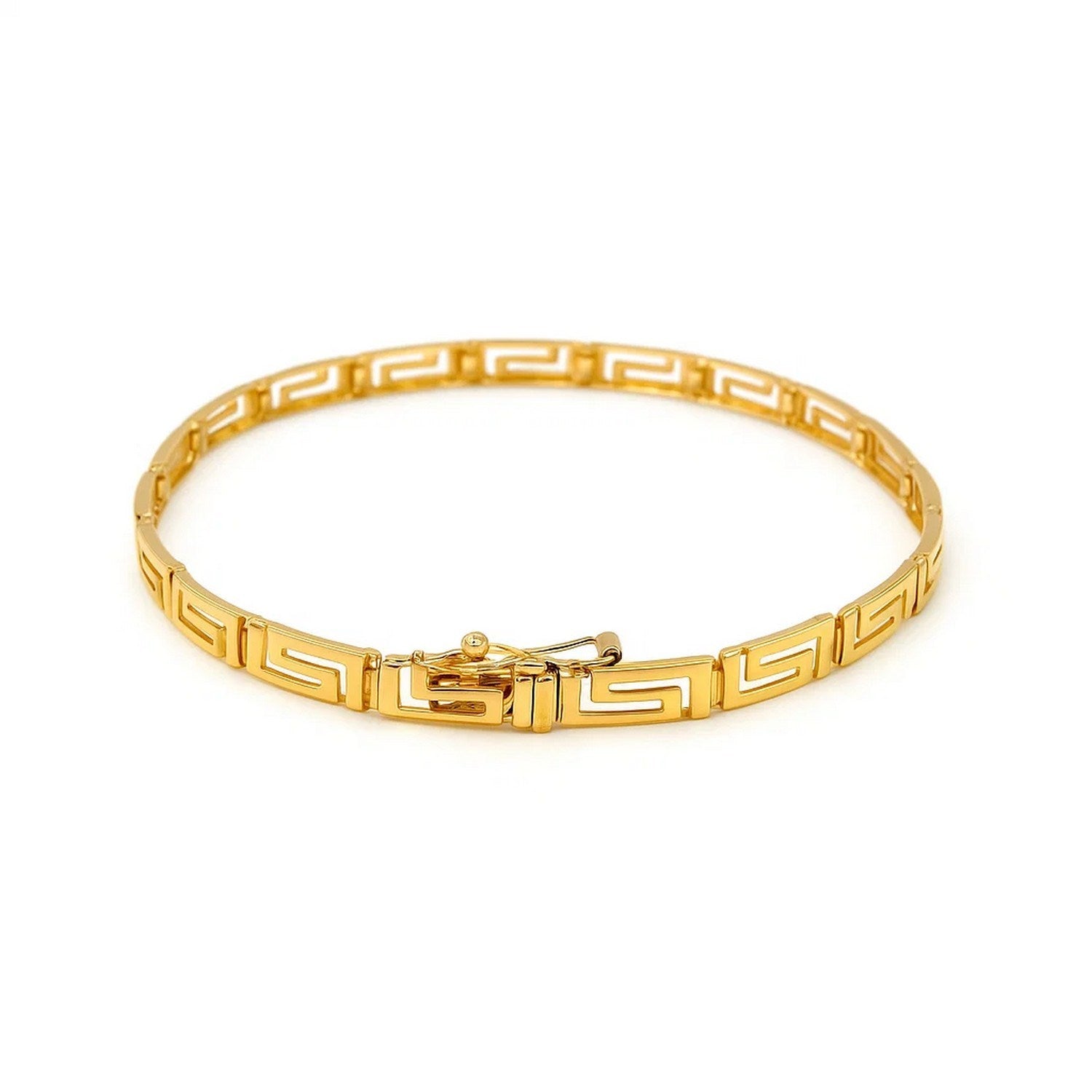 14k Yellow Gold Greek Fret Design Fancy Bracelet (3.30 mm)