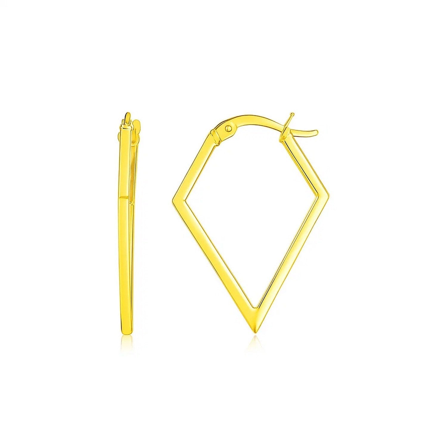 14K Yellow Gold Diamond Motif Hoop Earrings