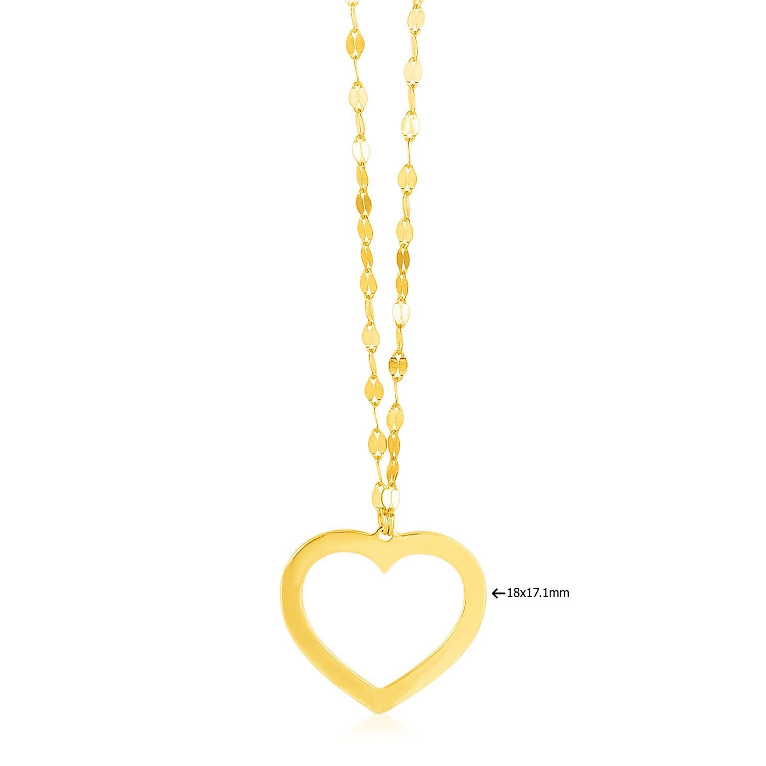 14k Yellow Gold Necklace with Reversible Heart Pendant