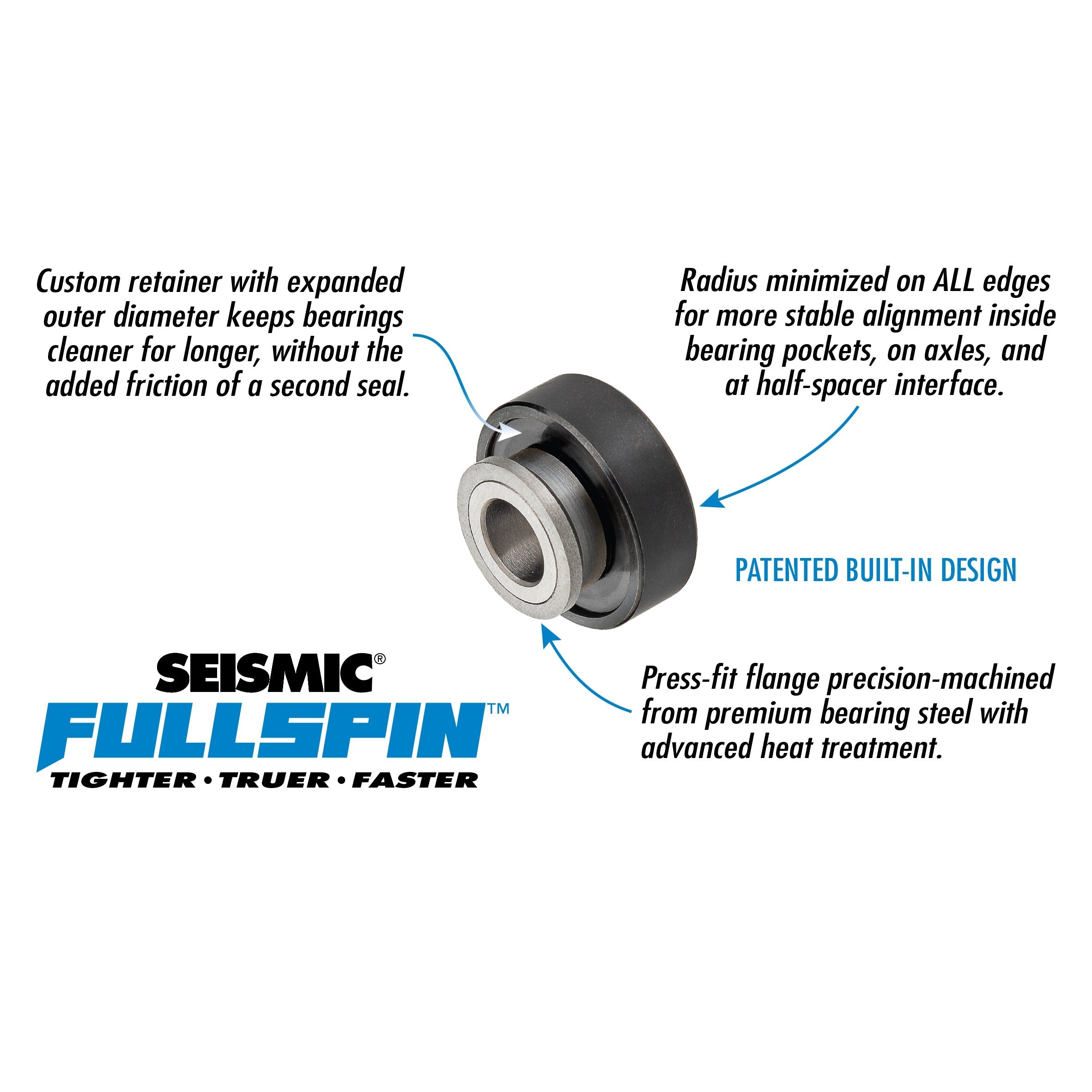 Seismic Fullspin 7-Ball Ceramic XT Built-In Bearings 8mm - Yellow (Set of 8)