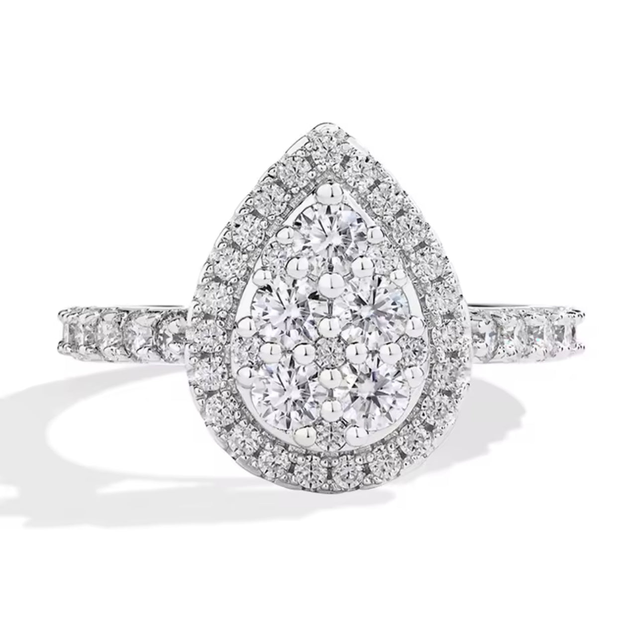 0.60tw Round Cut Cluster Lab Diamond Double Engagement Ring
