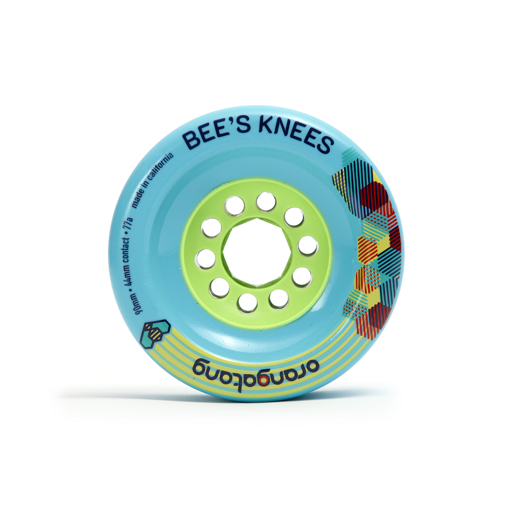 Orangatang Bee's Knees 90mm 77a Longboard Wheels  - Blue (Set of 4)