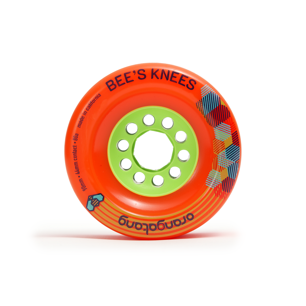 Orangatang Bee's Knees 90mm 80a Longboard Wheels  - Orange (Set of 4)