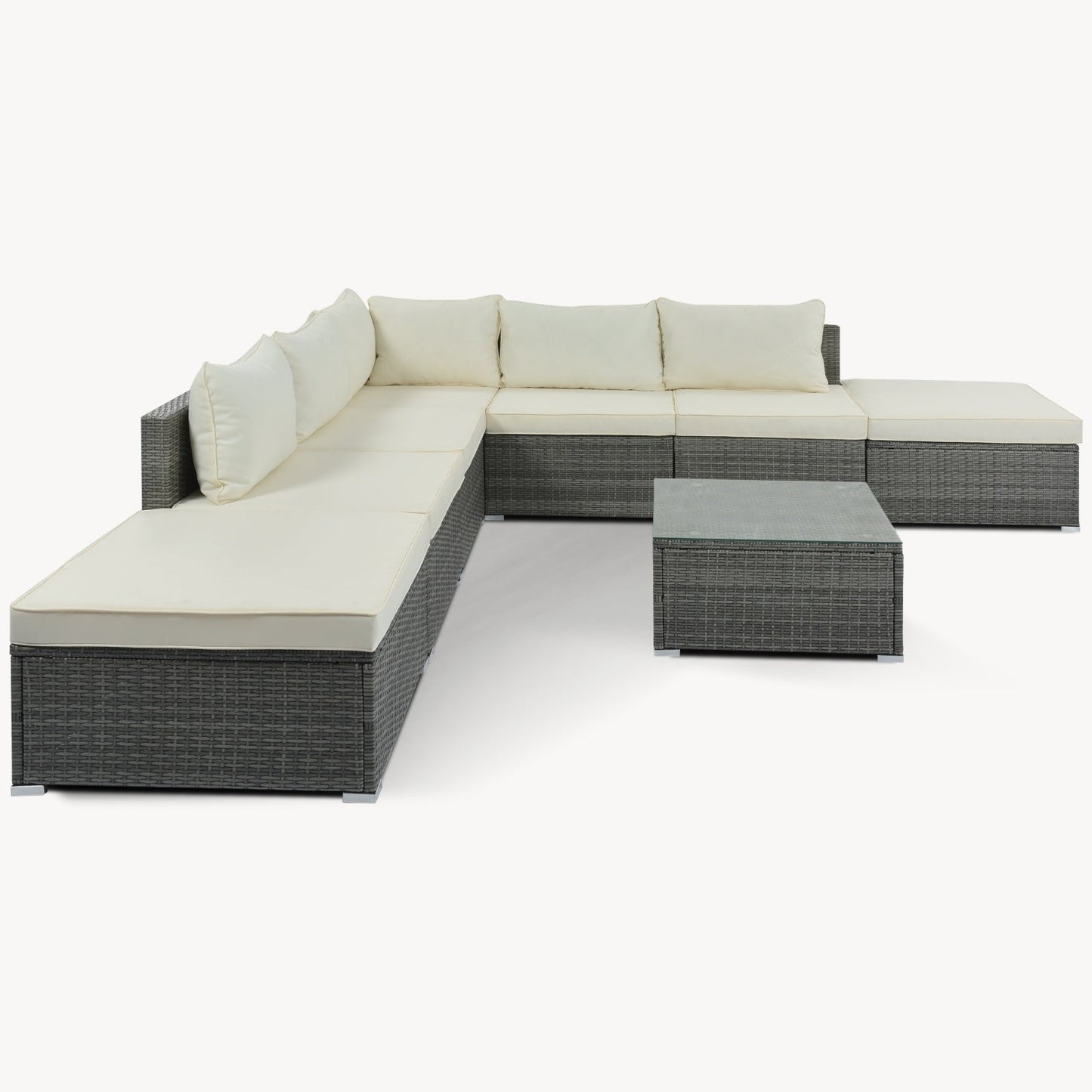 LuneluX_Home – 8-Piece Wicker Patio Conversation Set with Cushions