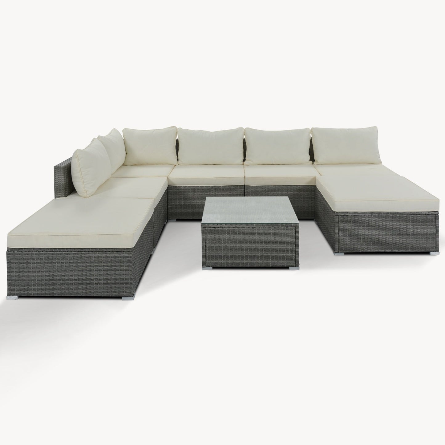 LuneluX_Home – 8-Piece Wicker Patio Conversation Set with Cushions