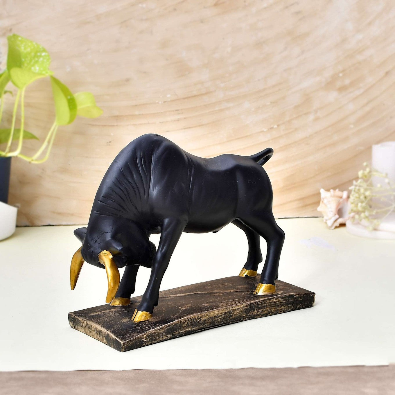 Antique Geometric Statue Bull Sculpture,Standard,Multi,1 Pcs