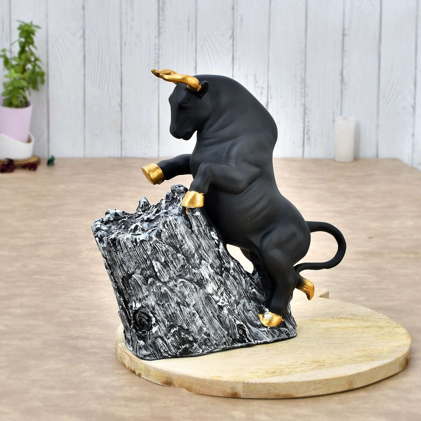 Antique Geometric Statue Bull Sculpture ,Standard,Multi,1 Pcs