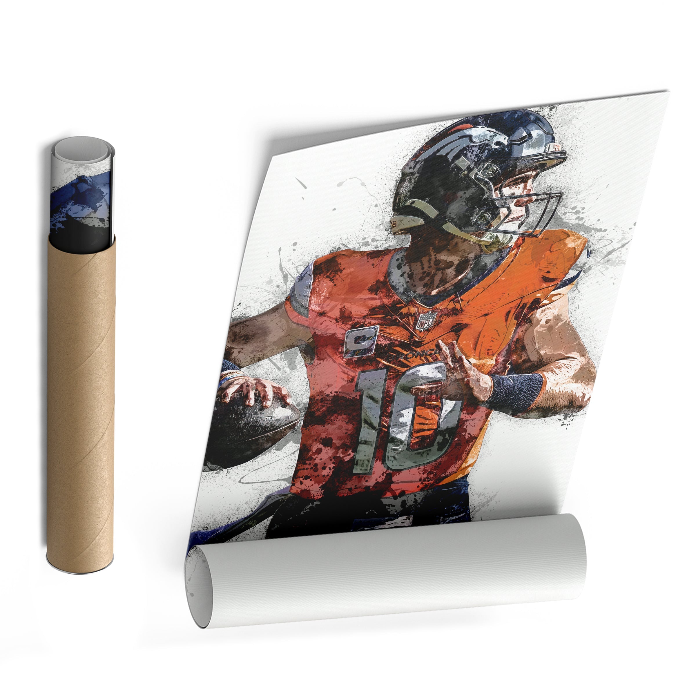 Bo Nix Canvas Art – Denver Broncos Wall Decor