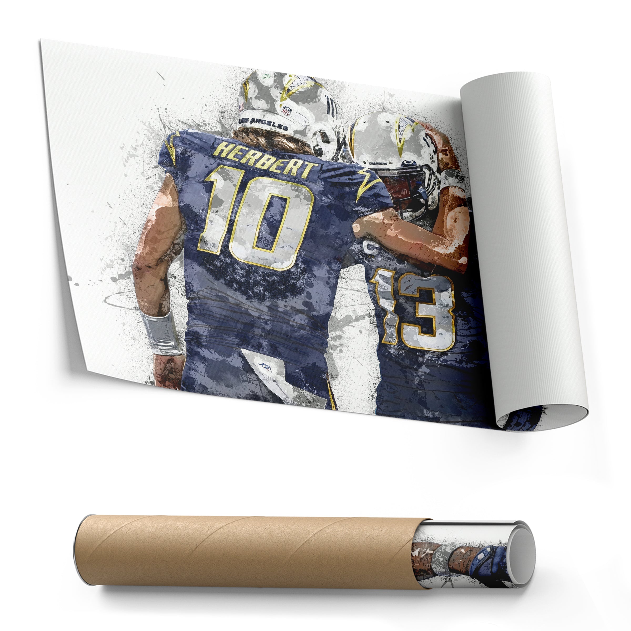 Justin Herbert & Keenan Allen Canvas Art – Los Angeles Chargers Wall Decor