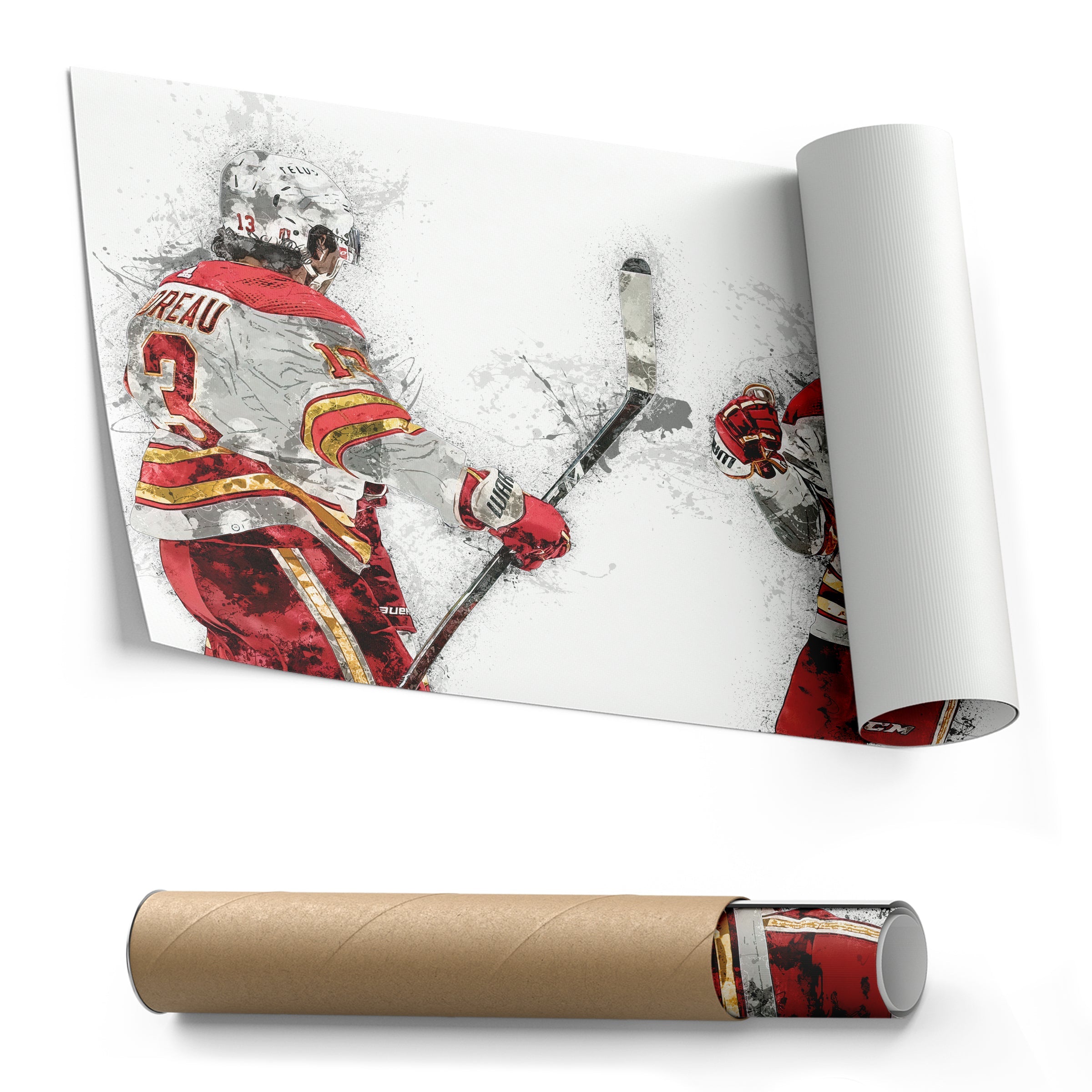 Johnny Gaudreau & Elias Lindholm Canvas Art – Calgary Flames Wall Decor
