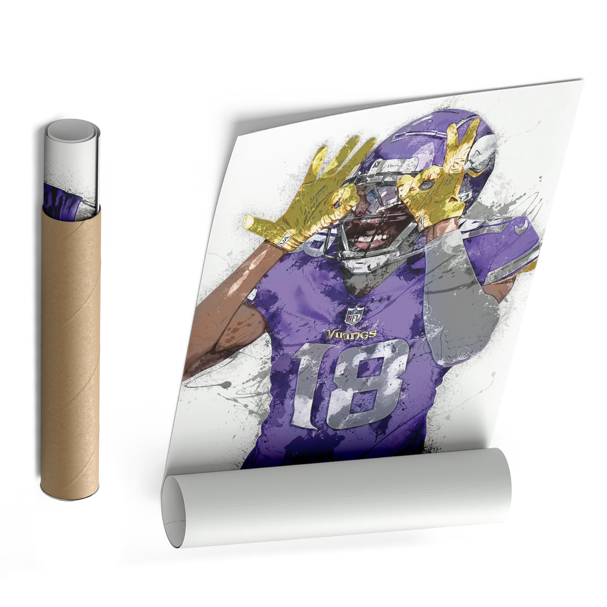 Justin Jefferson Canvas Art – Minnesota Vikings Wall Decor