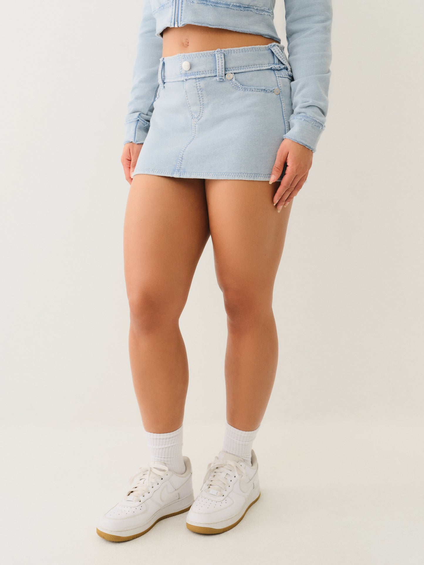 True Religion WASH Raw Edge Big T Mini Skirt *Preorder