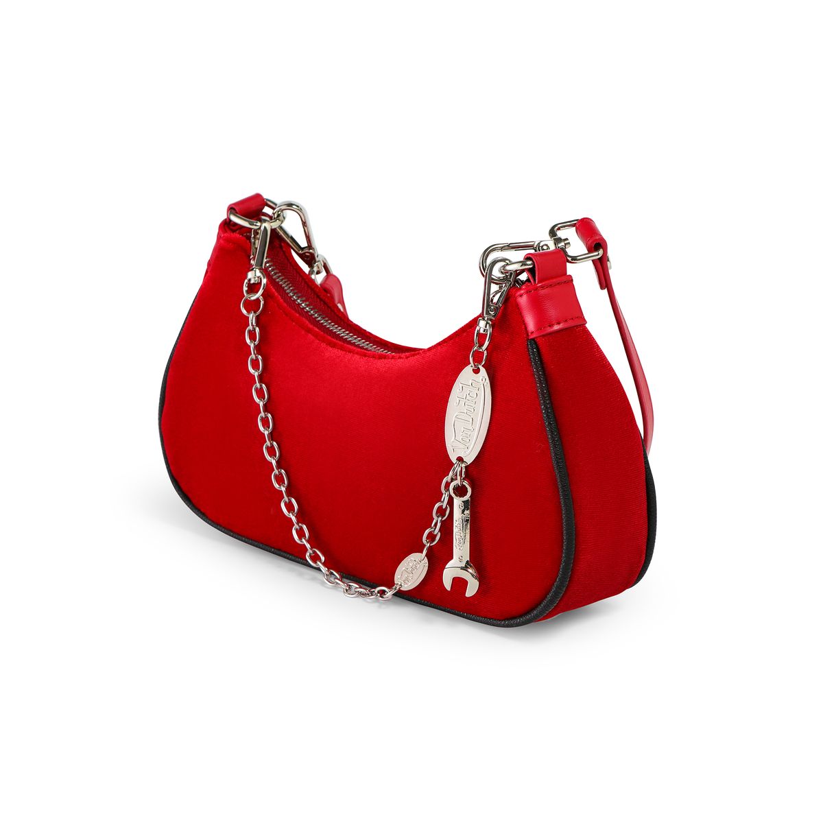 Von Dutch Shoulder Bag Red & Black With Rhinestones