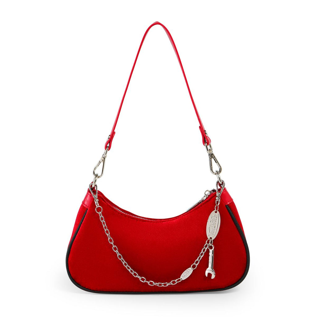 Von Dutch Shoulder Bag Red & Black With Rhinestones