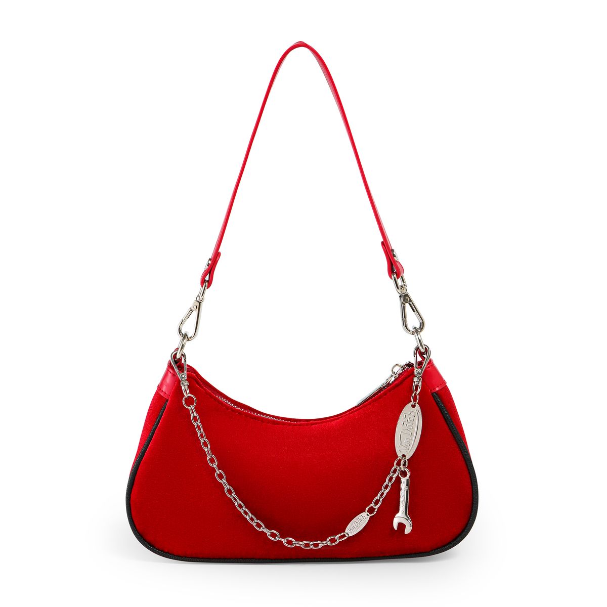 Von Dutch Shoulder Bag Red & Black With Rhinestones