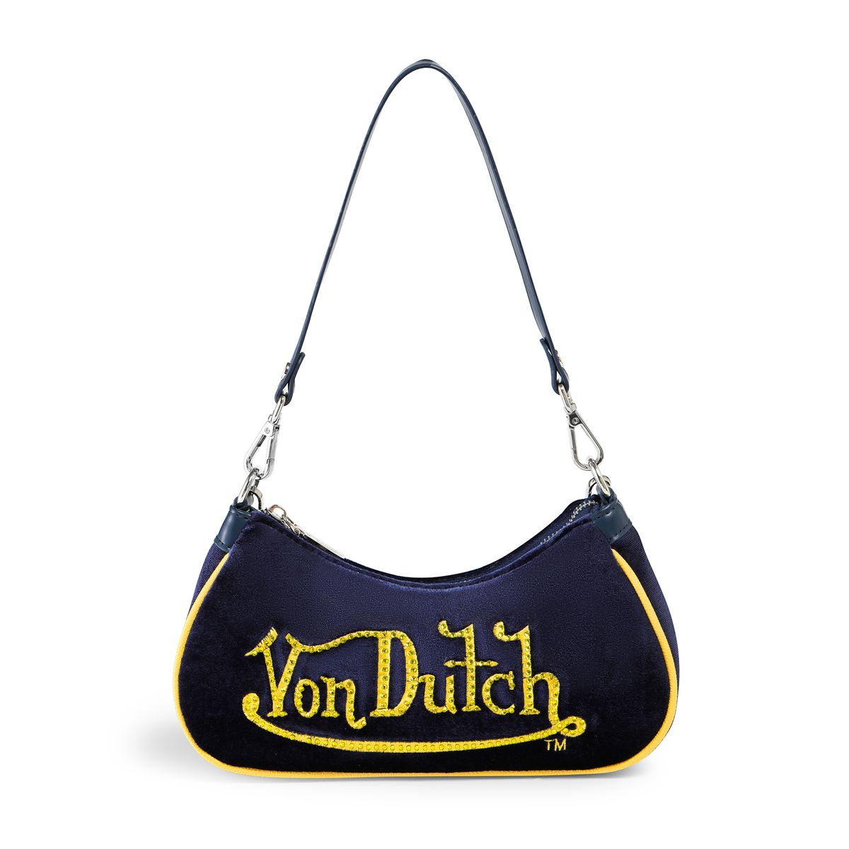 Von Dutch Shoulder Bag Blue & Yellow With Rhinestones