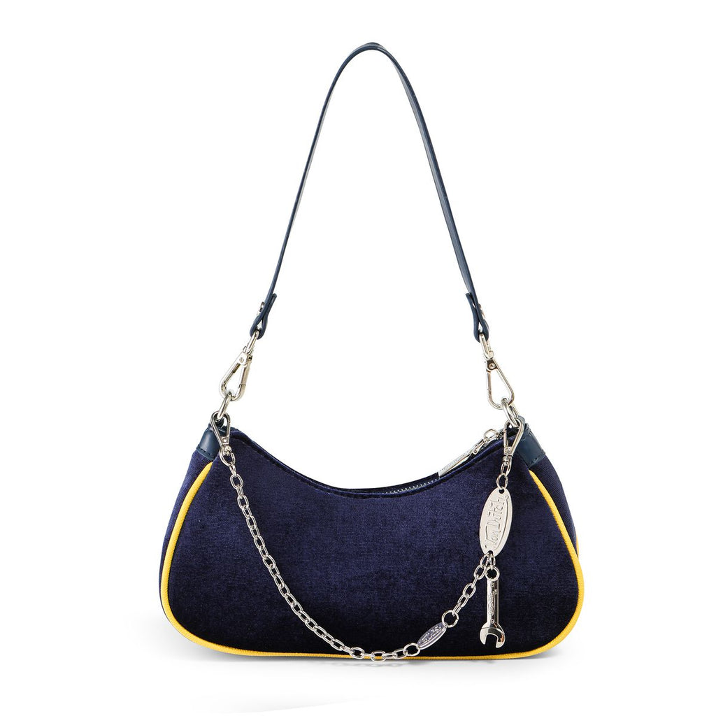 Von Dutch Shoulder Bag Blue & Yellow With Rhinestones