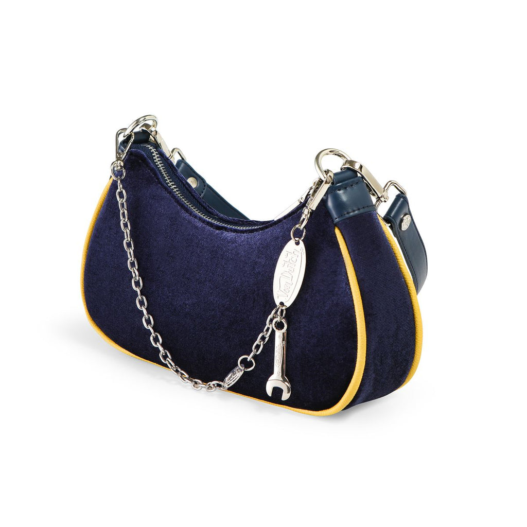 Von Dutch Shoulder Bag Blue & Yellow With Rhinestones
