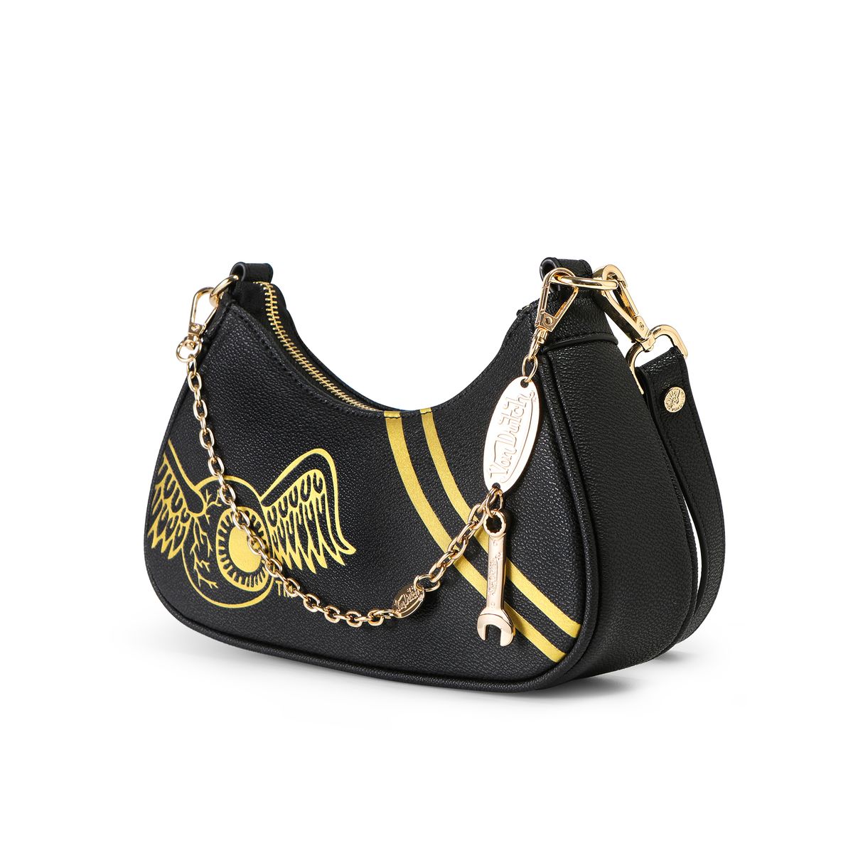 Von Dutch Shoulder Bag Black and Gold