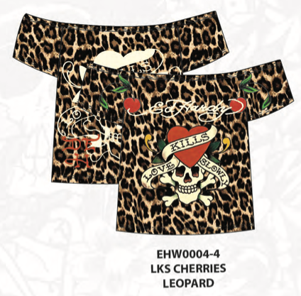 Ed Hardy LKS Cherries Off Shoulder Top