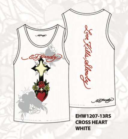 Ed Hardy Cross Heart Rhinestone Tank