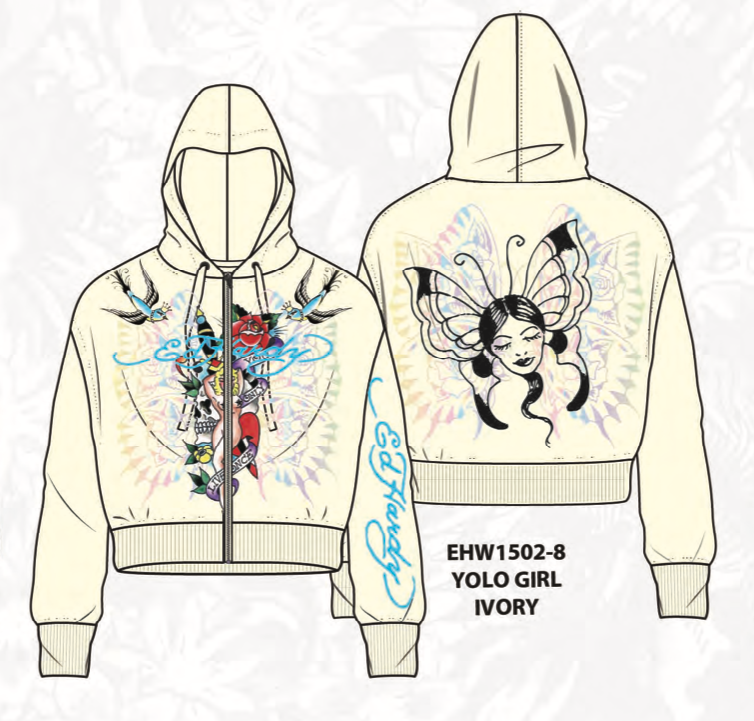 Ed Hardy Yolo Girl Zip Front Hoodie