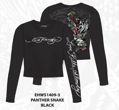 Ed Hardy Panther Snake Long Sleeve Crop Shirt