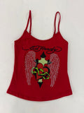 Ed Hardy Sacred Heart Wings Rhinestone Stretch Cotton Cami