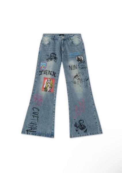 Thnx For Nothing Anime Denim Print