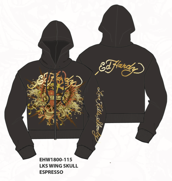 Ed Hardy LKS Wing Skull Zip Hoodie