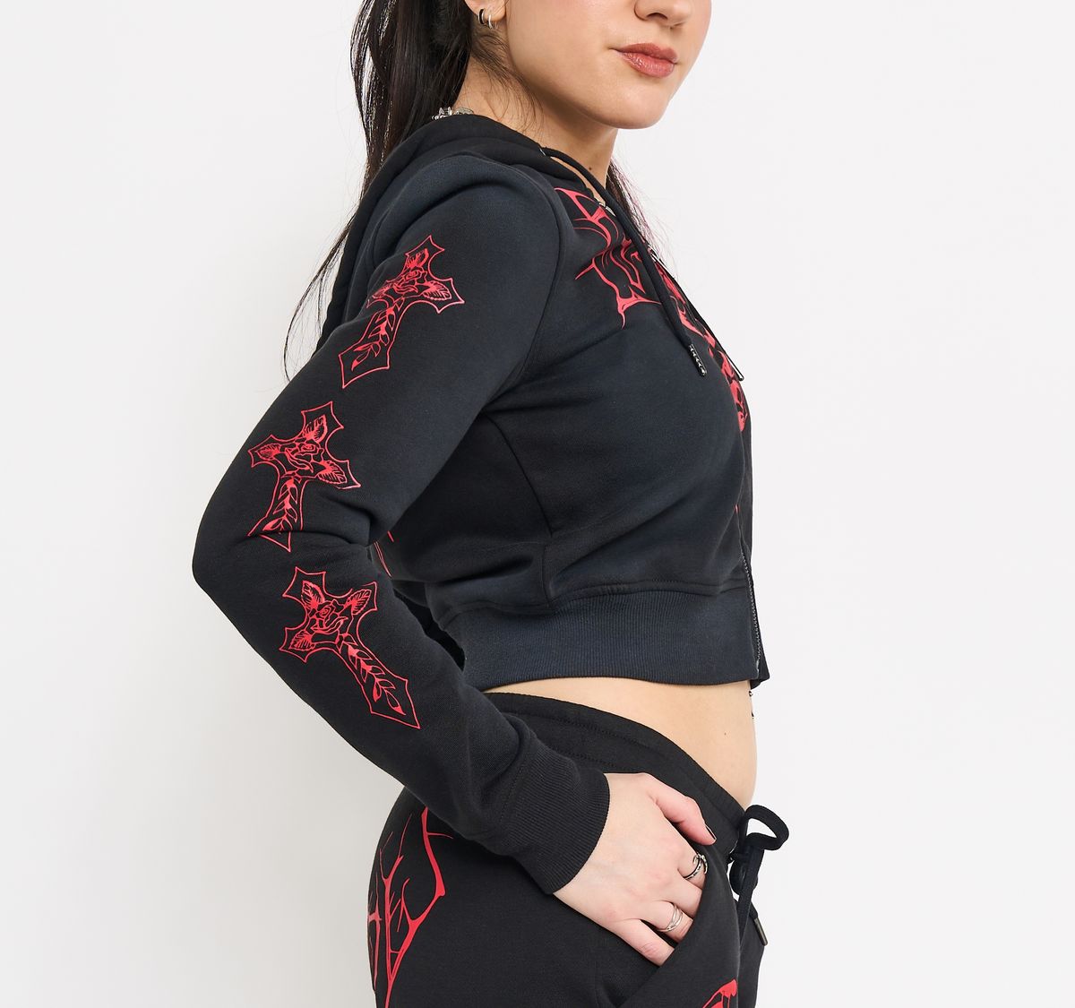 Ed Hardy Crosses Zip Front Hoodie