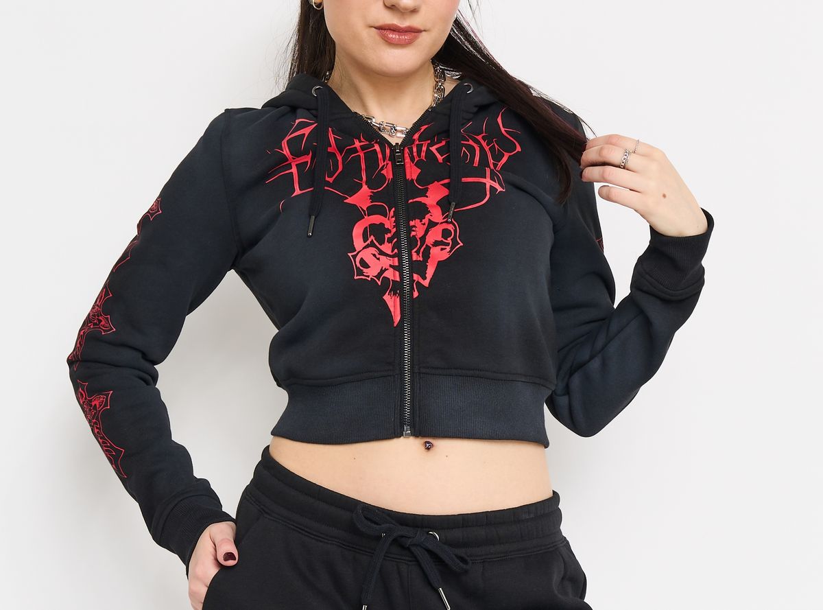 Ed Hardy Crosses Zip Front Hoodie